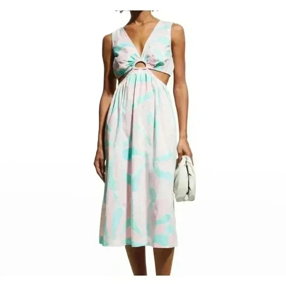 RAILS Midi Dress Candy Mint Cut out L Green Pink Rizo Sleeveless Wedding Guest - Picture 1 of 9